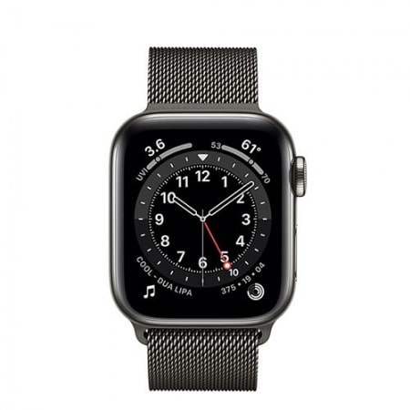 Apple Watch 6 44mm (4G) viền thép đen - Dây thép Đen Chính hãng (M09J3VN/A)