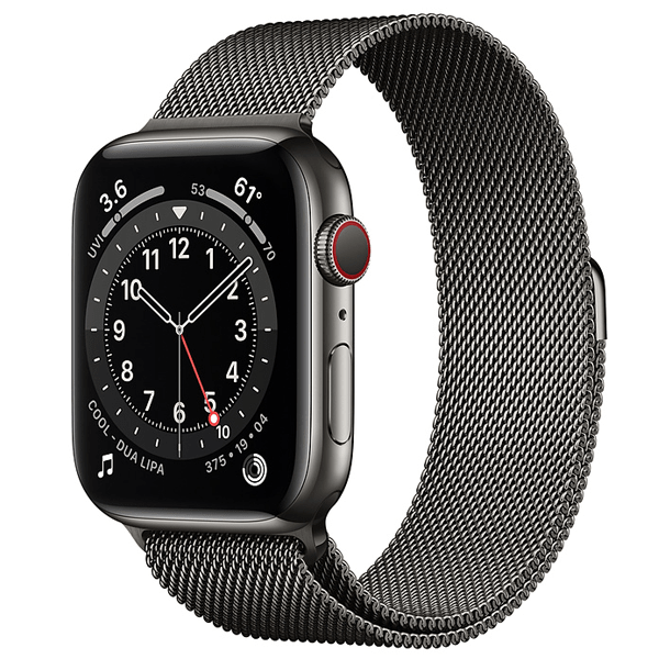 Apple Watch 6 44mm (4G) viền thép đen - Dây thép Đen Chính hãng (M09J3VN/A)