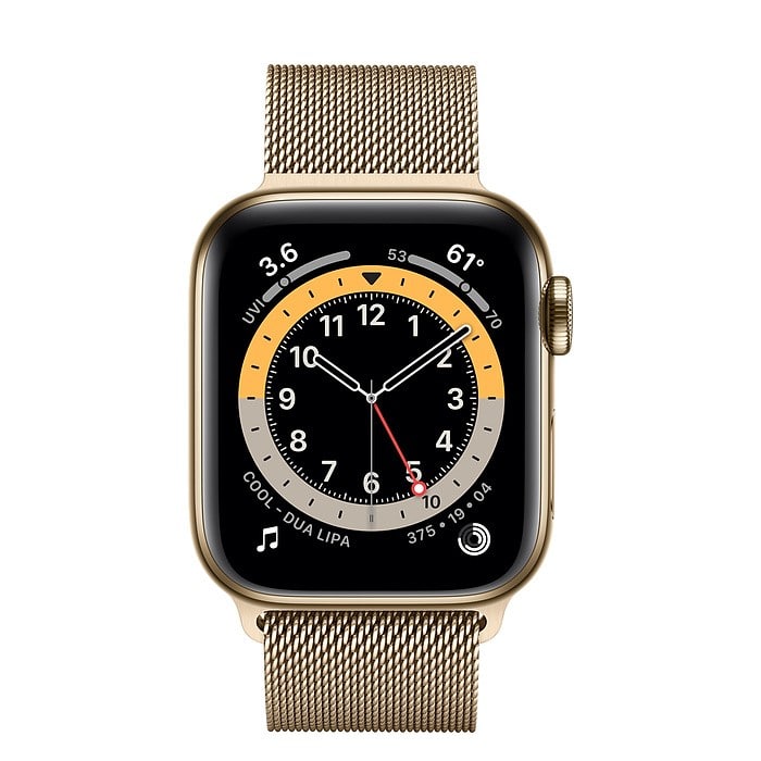 Apple Watch 6 44mm (4G) viền thép vàng - Dây thép Vàng Chính hãng (M09G3VN/A)