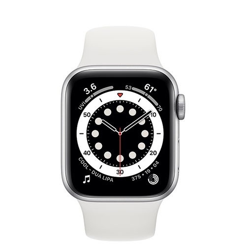 Apple Watch 6 44mm (GPS) viền nhôm bạc - Dây cao su Trắng (M00D3VN/A) - BH theo Serial