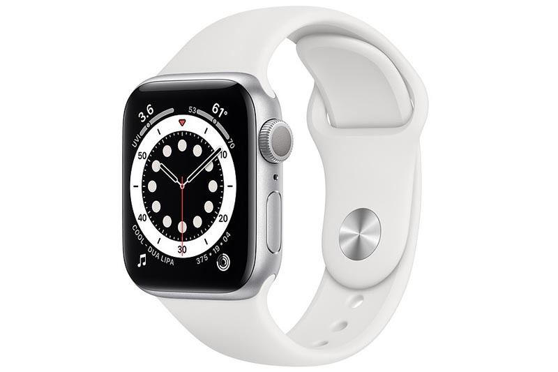 Apple Watch 6 44mm (GPS) viền nhôm bạc - Dây cao su Trắng (M00D3VN/A) - BH theo Serial