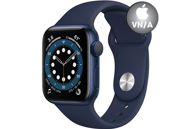 Apple Watch 6 44mm (GPS) viền nhôm xanh - Dây cao su Xanh (M00J3VN/A) - BH theo Serial