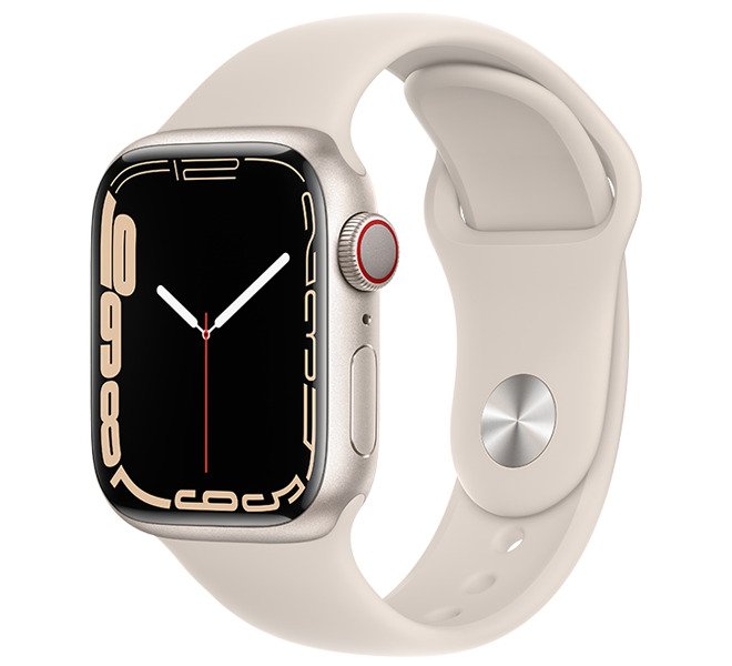 Apple Watch 7 41mm (4G) Dây cao su Trắng - Chính hãng (MKHR3VN/A)