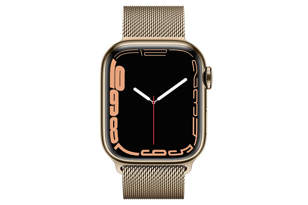 Apple Watch 7 41mm (4G) dây thép vàng - Chính hãng (MKJ03VN/A)