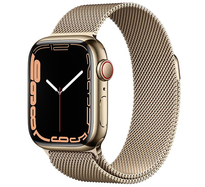 Apple Watch 7 45mm (4G) dây thép vàng - Chính hãng (MKJY3VN/A)