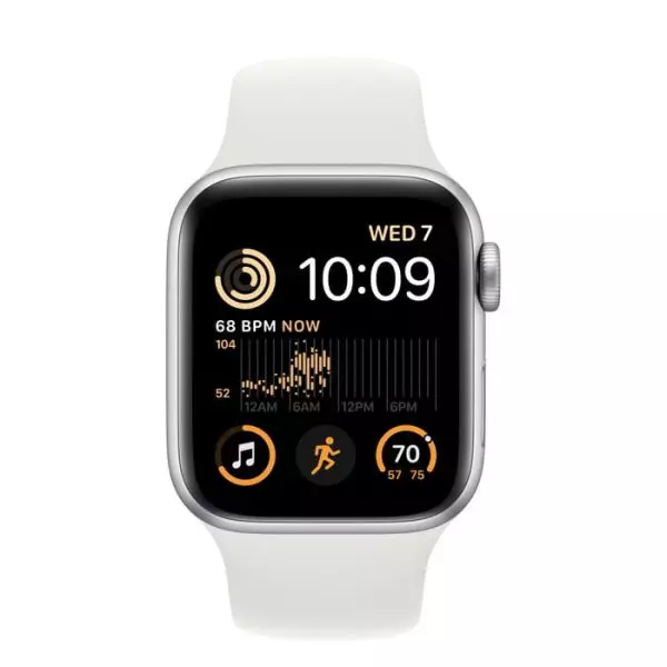 Apple Watch SE 2 2024 40mm (4G) Viền Nhôm Dây Cao Su M/L Trắng vàng MXGK3SA/A