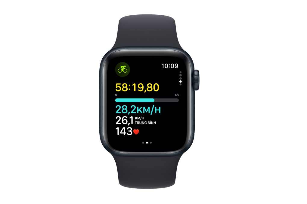 Apple Watch SE 2023 GPS + Cellular 40mm viền nhôm dây Silicone màu đen midnight