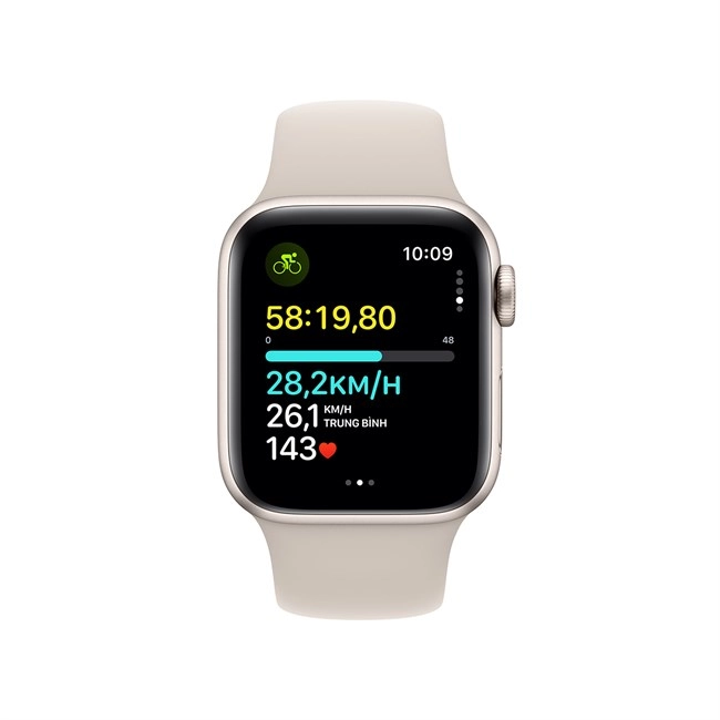 Apple Watch SE 2023 GPS + Cellular 40mm viền nhôm dây Silicone màu trắng starlight