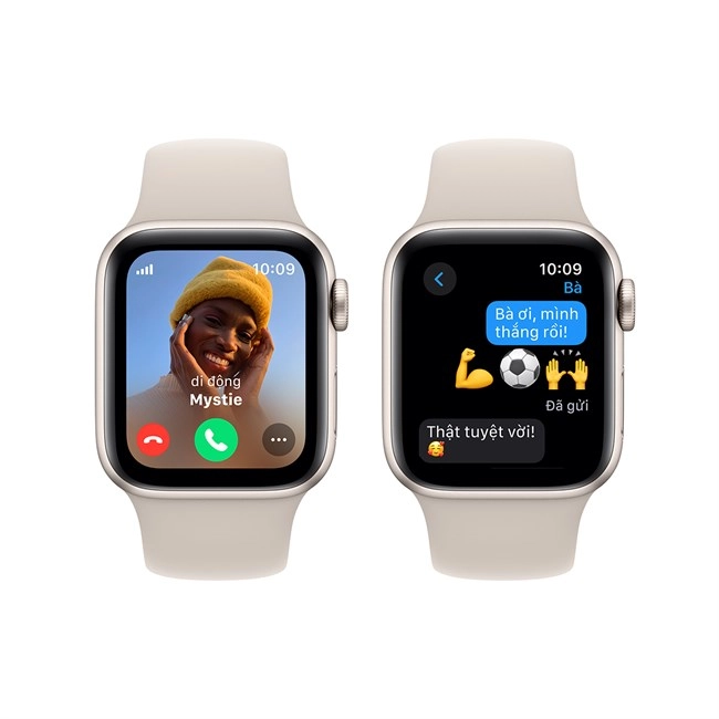 Apple Watch SE 2023 GPS + Cellular 40mm viền nhôm dây Silicone màu trắng starlight