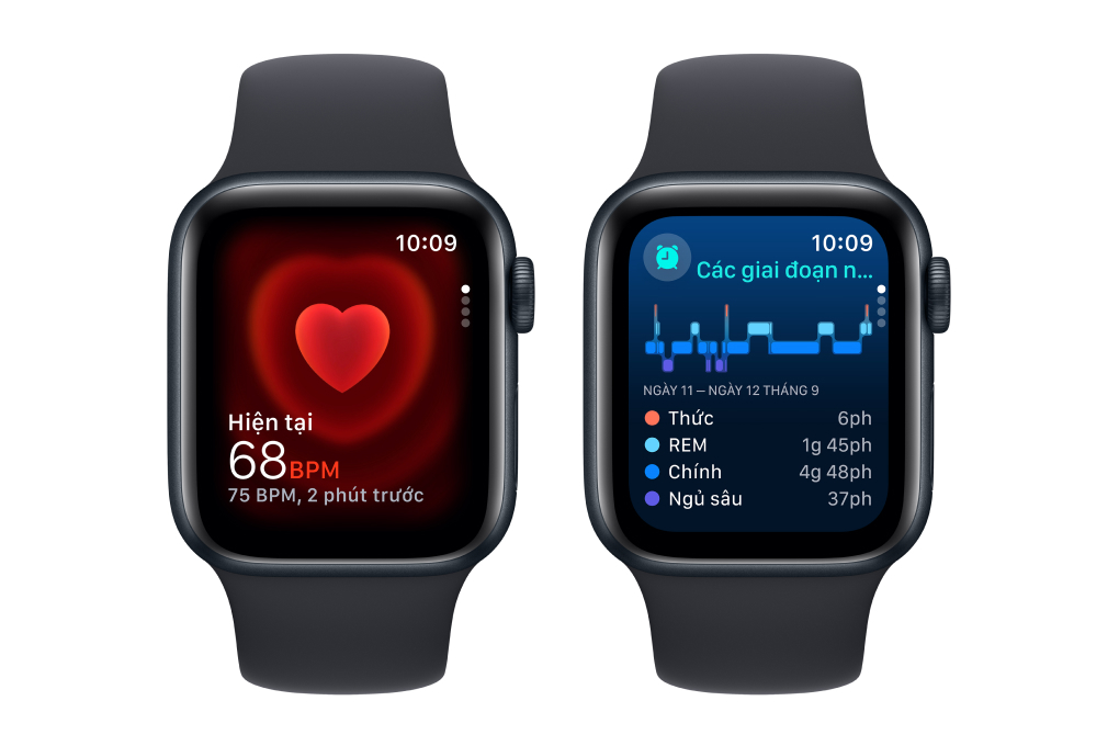 Apple Watch SE 2023 GPS + Cellular 44mm viền nhôm dây Silicone màu đen midnight
