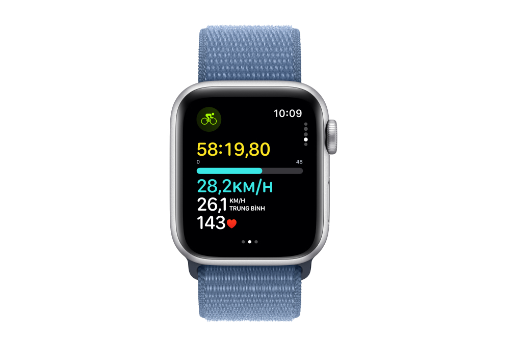 Apple Watch SE 2023 GPS + Cellular 44mm viền nhôm dây vải màu xanh winter blue