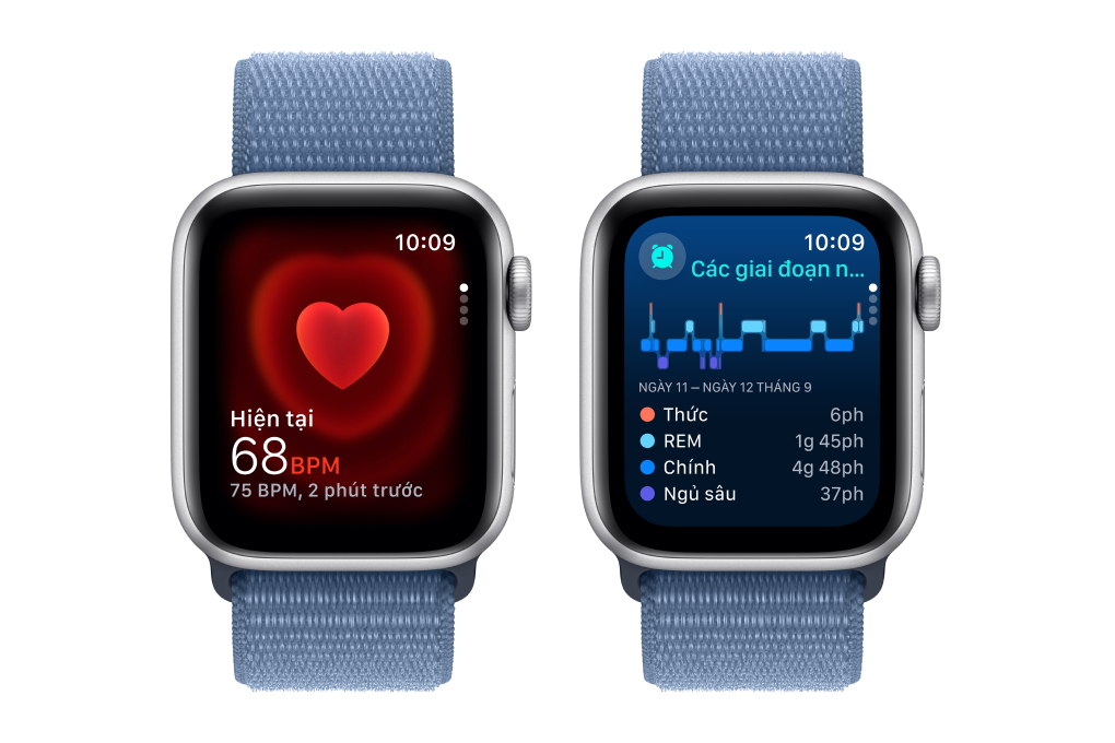 Apple Watch SE 2023 GPS + Cellular 44mm viền nhôm dây vải màu xanh winter blue