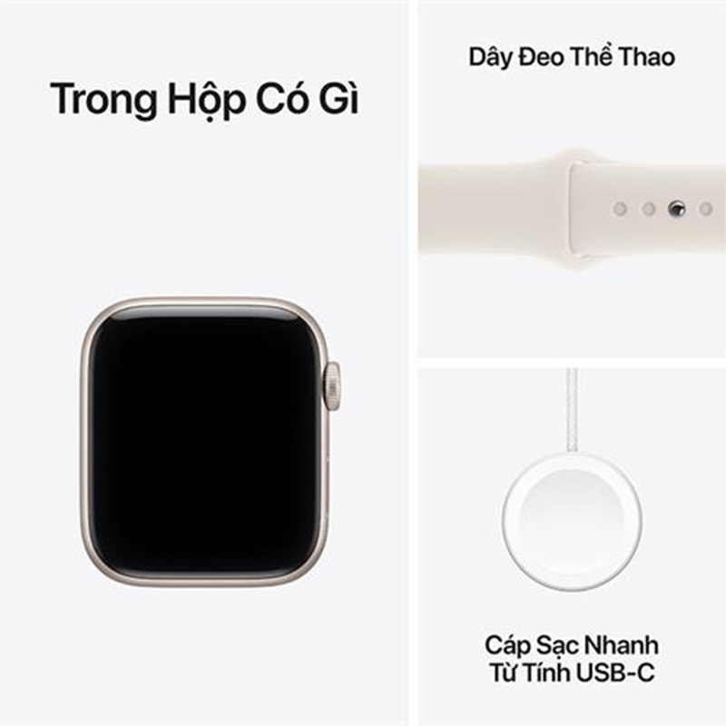 Apple Watch SE 3 40mm viền nhôm dây thể thao trắng Slarlight MEH34SA/A S/M