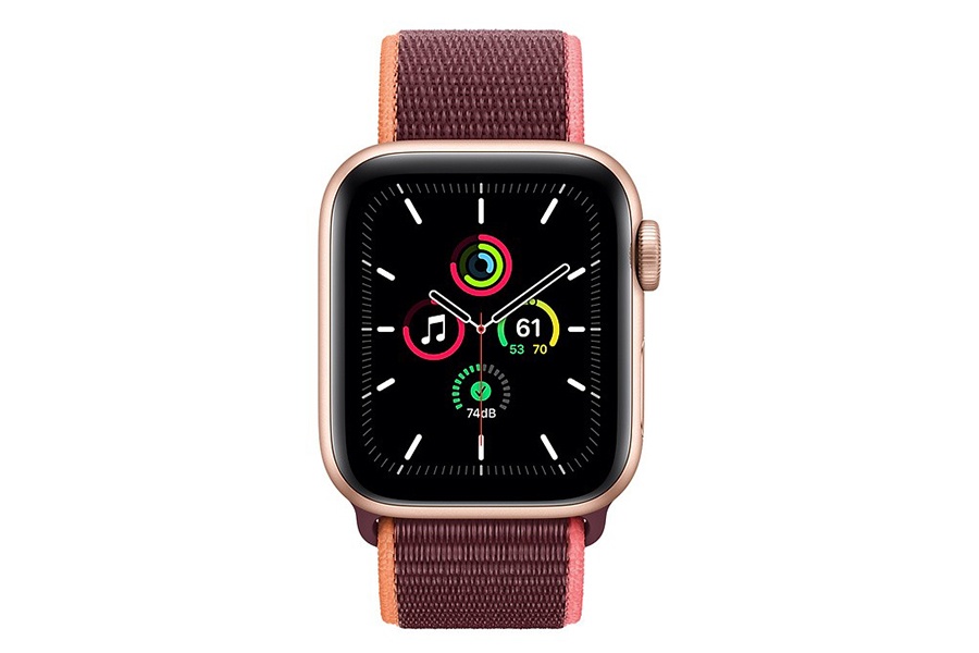 Apple Watch SE 40mm (4G) viền nhôm vàng - Dây vải đỏ Chính hãng (MYEJ2VN/A)