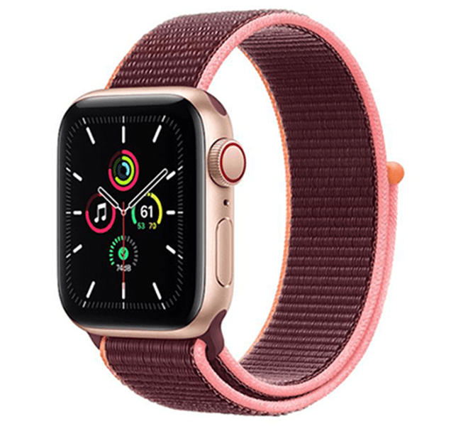 Apple Watch SE 40mm (4G) viền nhôm vàng - Dây vải đỏ Chính hãng (MYEJ2VN/A)