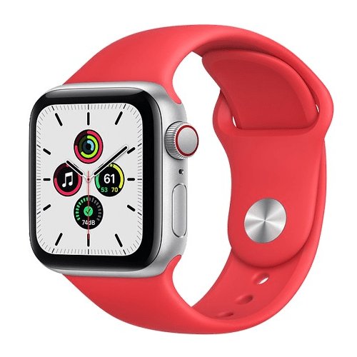 Apple Watch SE 44mm (4G) viền nhôm vàng - Dây cao su Đỏ mận Chính hãng (MYEY2VN/A)
