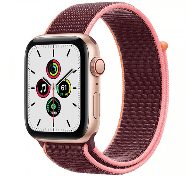 Apple Watch SE 44mm (4G) viền nhôm vàng - Dây vải đỏ Chính hãng (MYEY2VN/A)