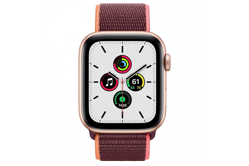 Apple Watch SE 44mm (4G) viền nhôm vàng - Dây vải đỏ Chính hãng (MYEY2VN/A)