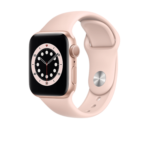 Apple Watch SE 44mm (GPS) viền nhôm vàng - Dây cao su Hồng Chính hãng (MYDR2VN/A)