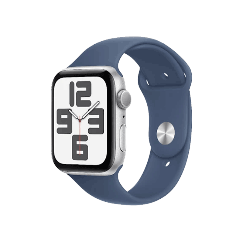 Apple Watch SE GPS 44mm Silver Aluminium Case with Denim Sport Band - S/M MXEQ3SA/A
