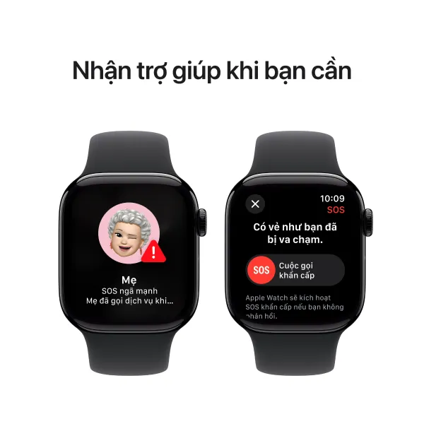 Apple Watch Series 10 42mm 4G Viền Nhôm Dây Cao Su Size M/L Đen MWX73SA/A