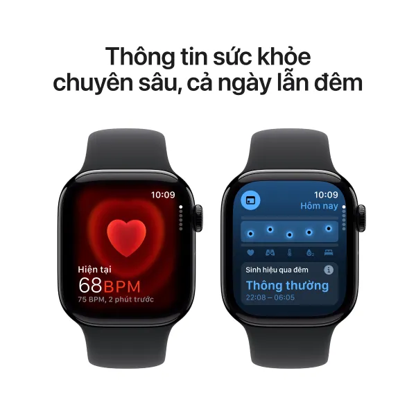 Apple Watch Series 10 42mm (GPS) Viền Nhôm Dây Cao Su Size S/M Đen MWWE3SA/A