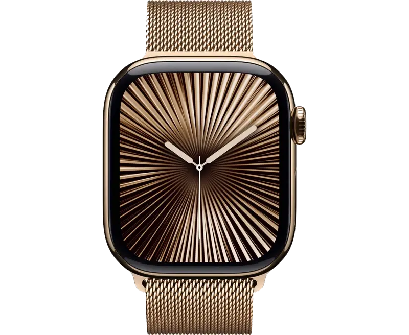 Apple Watch Series 10 GPS + Cellular 46mm Gold Titanium Case with Gold Milanese Loop - S/M MC7T4SA/A