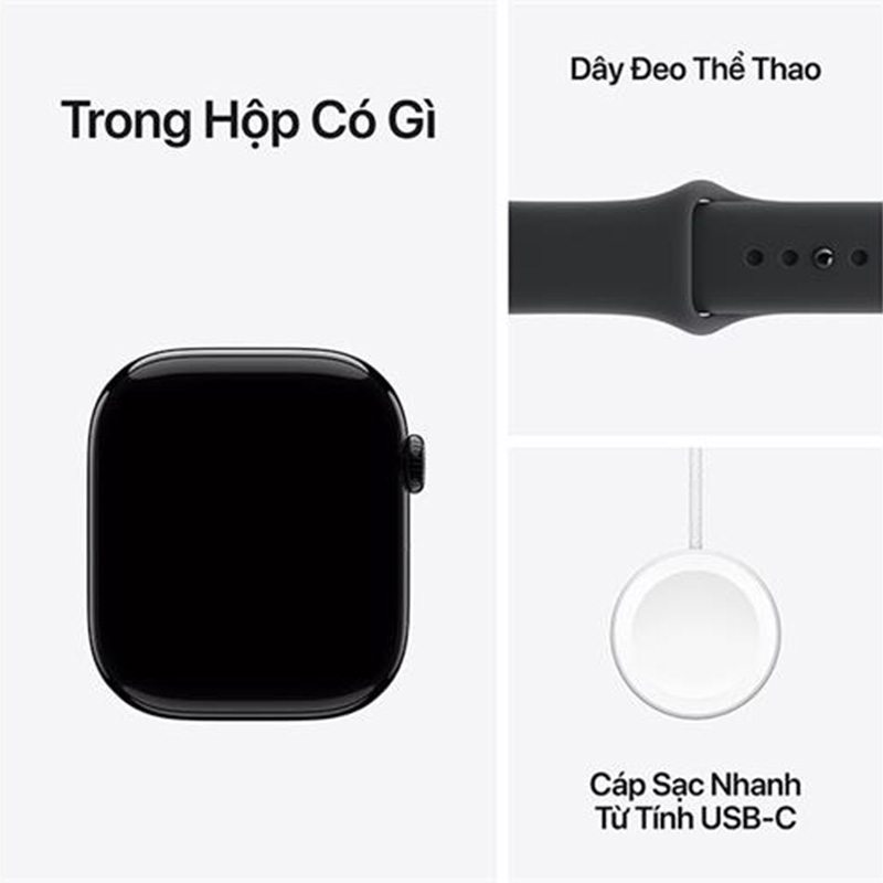 Apple Watch Series 11 42mm viền nhôm dây thể thao đen bóng MEQU4SA/A M/L
