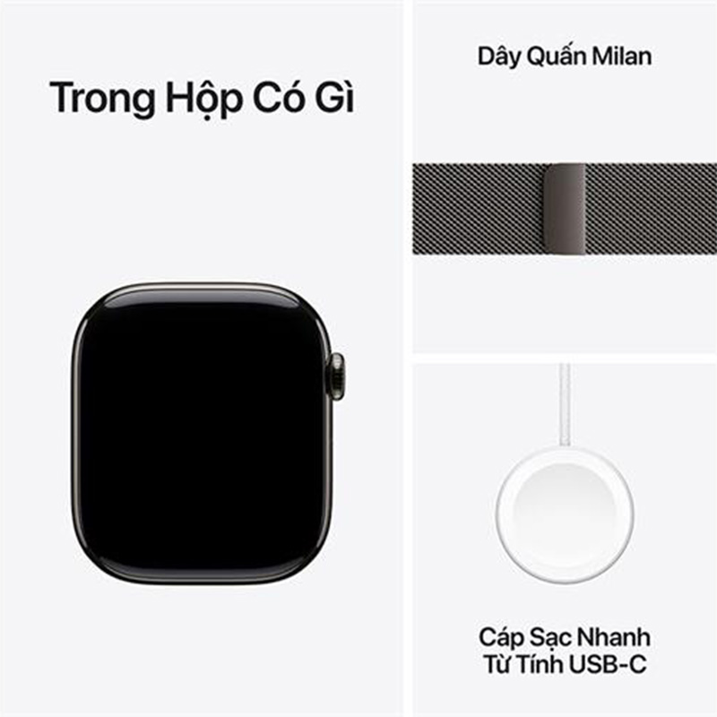 Apple Watch Series 11 GPS + Cellular 42mm viền Titanium dây Milan màu Titan xám MF8U4SA/ALoop