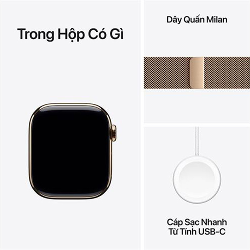 Apple Watch Series 11 GPS + Cellular 46mm viền Titanium dây Milan màu Titan vàng MFD84SA/A M/L