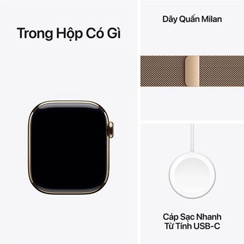 Apple Watch Series 11 GPS + Cellular 46mm viền Titanium dây Milan màu Titan vàng MFD74SA/A S/M