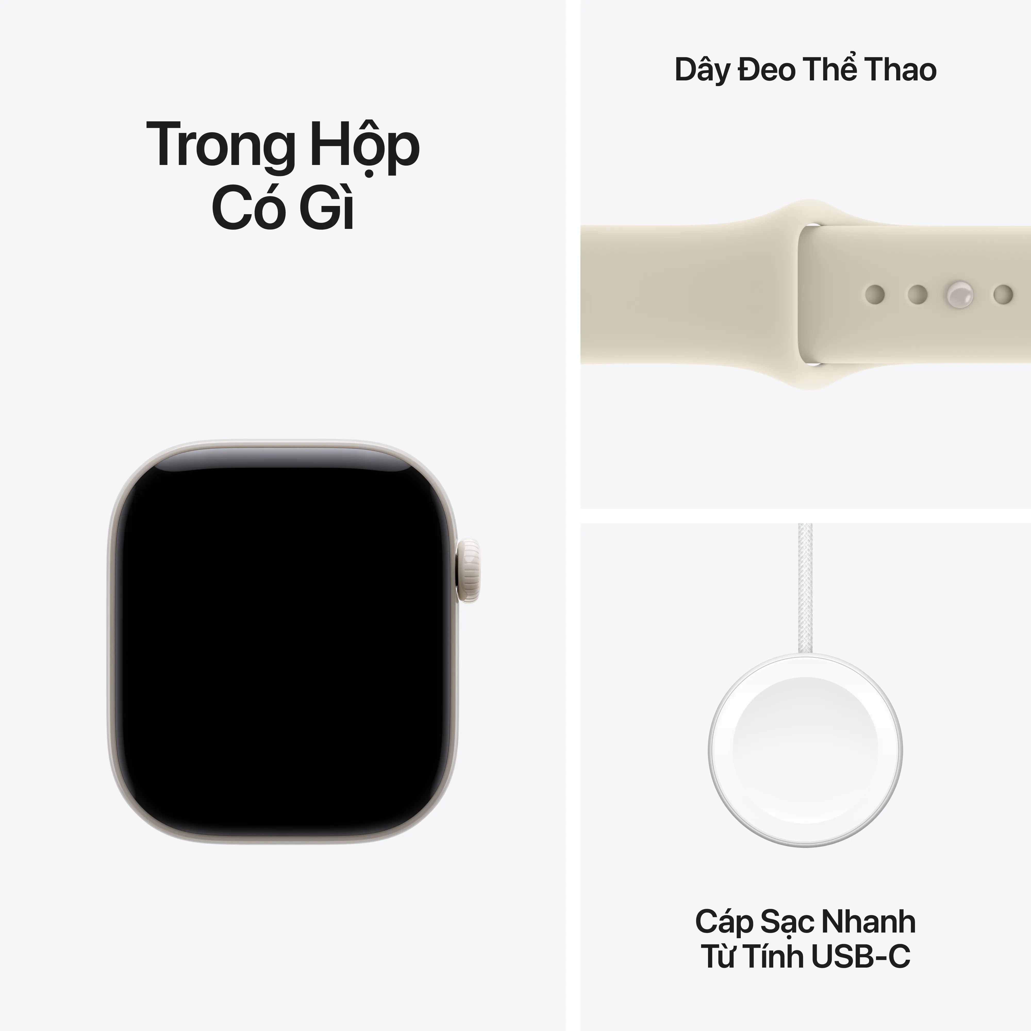 Apple Watch Series 12 42mm (5G) Viền Gốm Dây Cao Su Size M/L Viền trắng dây vàng MJGX4SA/A