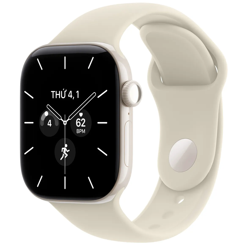 Apple Watch Series 12 42mm (5G) Viền Gốm Dây Cao Su Size S/M Viền trắng dây vàng MJGW4SA/A