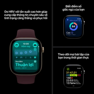 Apple Watch Series 12 42mm (5G) Viền Nhôm Dây Cao Su Size M/L Viền đen/ Dây đen MJG14SA/A