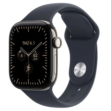 Apple Watch Series 12 42mm (5G) Viền Titan Dây Cao Su Size S/M Viền Titan tự nhiên/ Dây xanh MJGF4SA/A