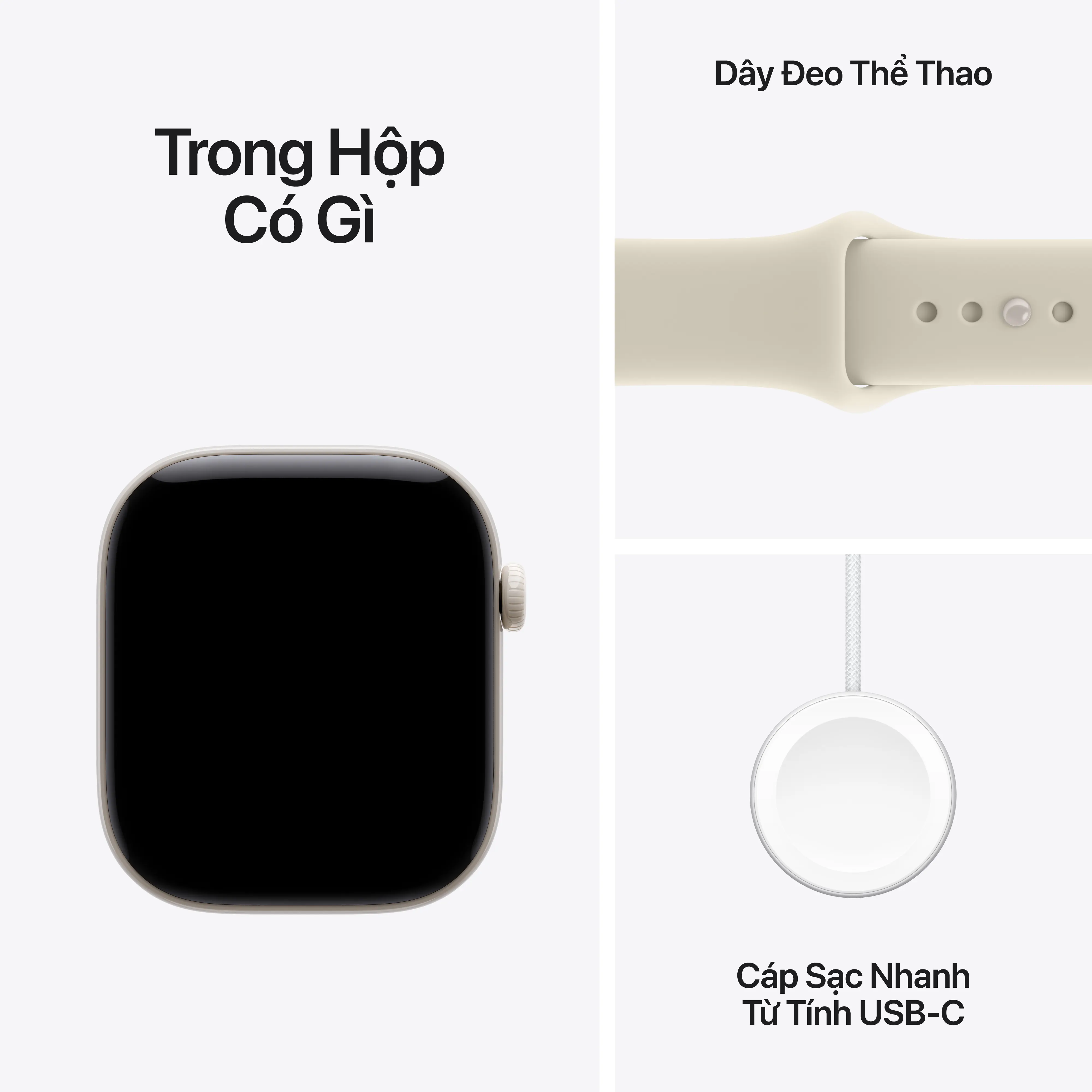 Apple Watch Series 12 46mm (5G) Viền Gốm Dây Cao Su Size M/L Viền trắng/ Dây vàng MJH24SA/A