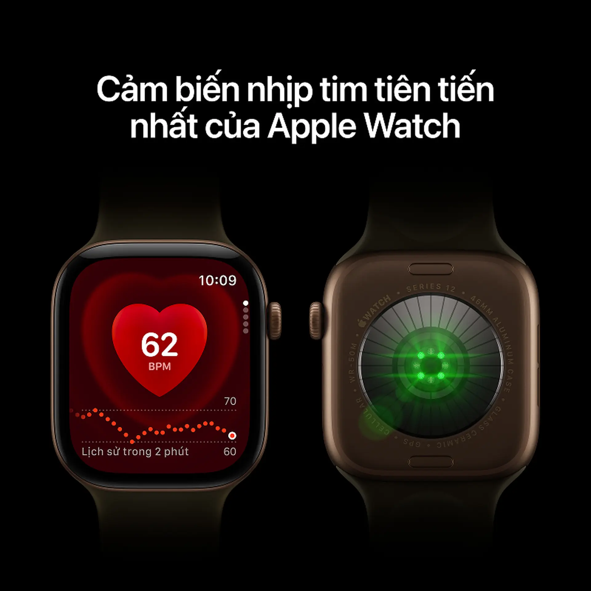 Apple Watch Series 12 46mm (5G) Viền Gốm Dây Cao Su Size M/L Viền xanh/ Dây xanh MJH44SA/A