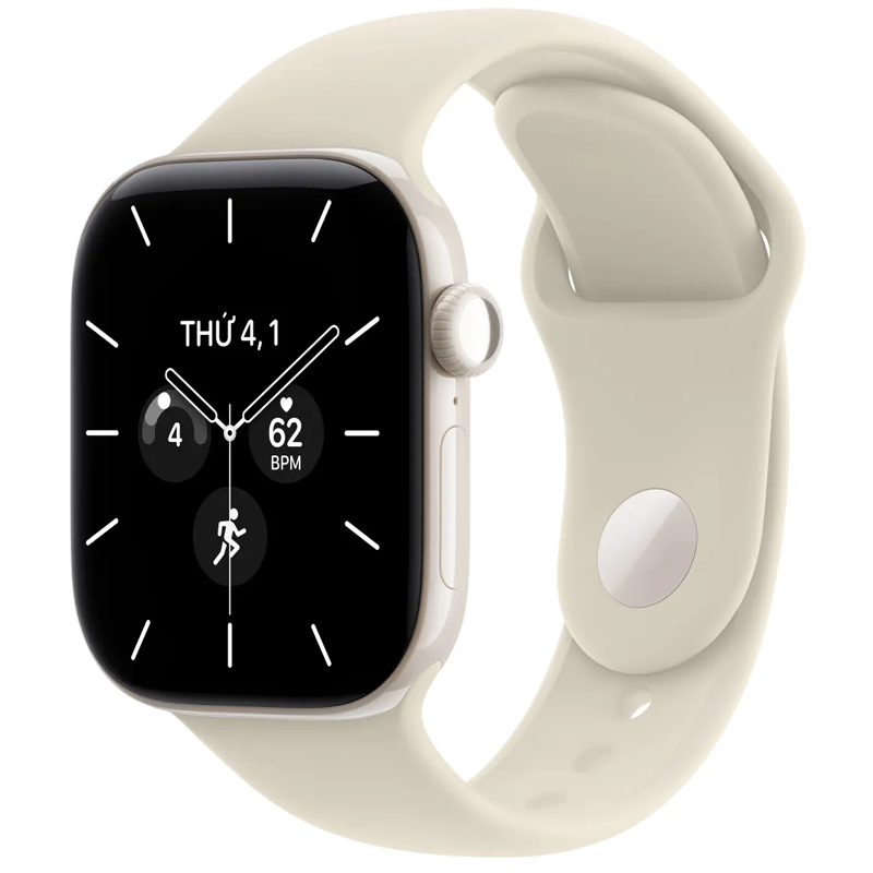 Apple Watch Series 12 46mm (5G) Viền Gốm Dây Cao Su Size S/M Viền trắng/ Dây vàng MJH14SA/A