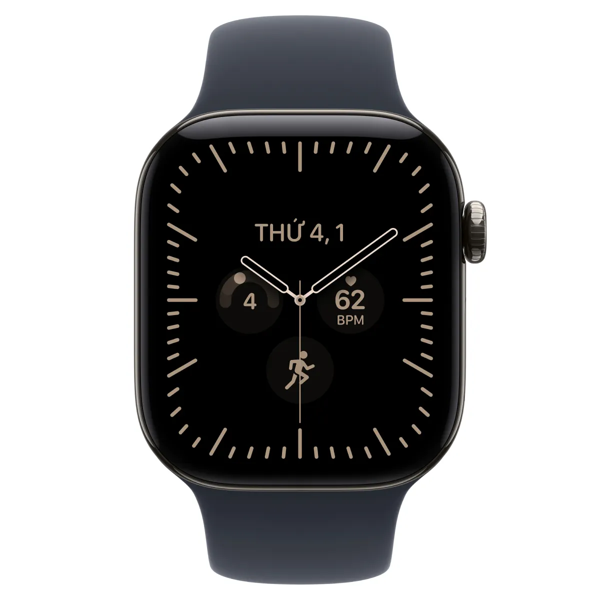 Apple Watch Series 12 46mm (5G) Viền Titan Dây Cao Su Size M/L Viền Titan tự nhiên/ Dây xanh MJGN4SA/A