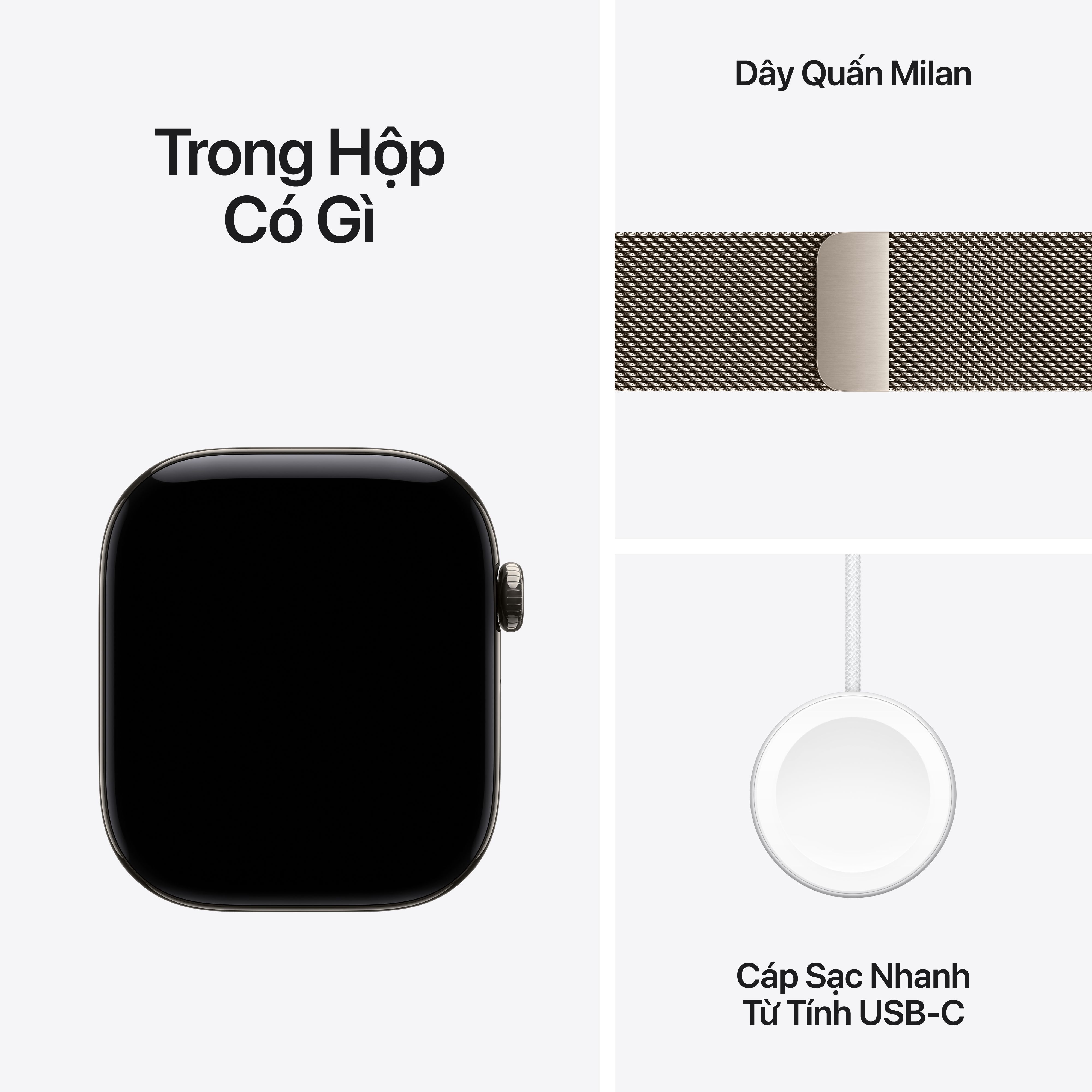Apple Watch Series 12 46mm (5G) Viền Titan Dây Thép Size M/L Viền Titan vàng/ Dây vàng MJGV4SA/A