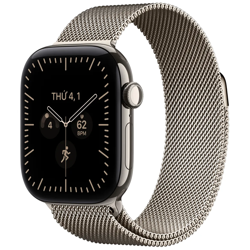 Apple Watch Series 12 46mm (5G) Viền Titan Dây Thép Size M/L Viền Titan vàng/ Dây vàng MJGV4SA/A