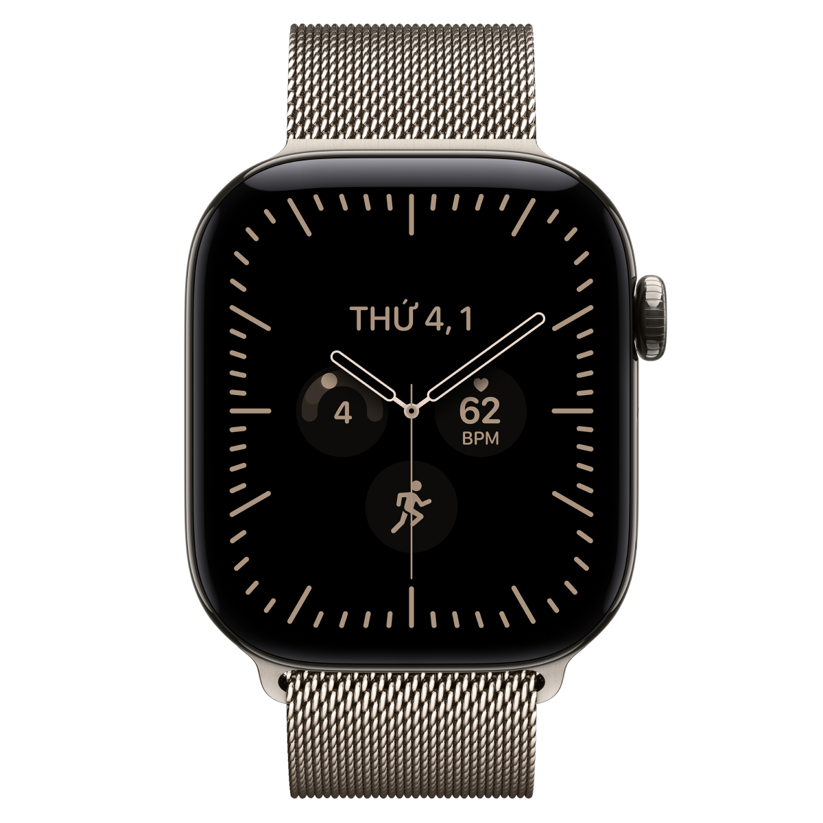 Apple Watch Series 12 46mm (5G) Viền Titan Dây Thép Size S/M Viền Titan vàng/ Dây vàng MJGU4SA/A