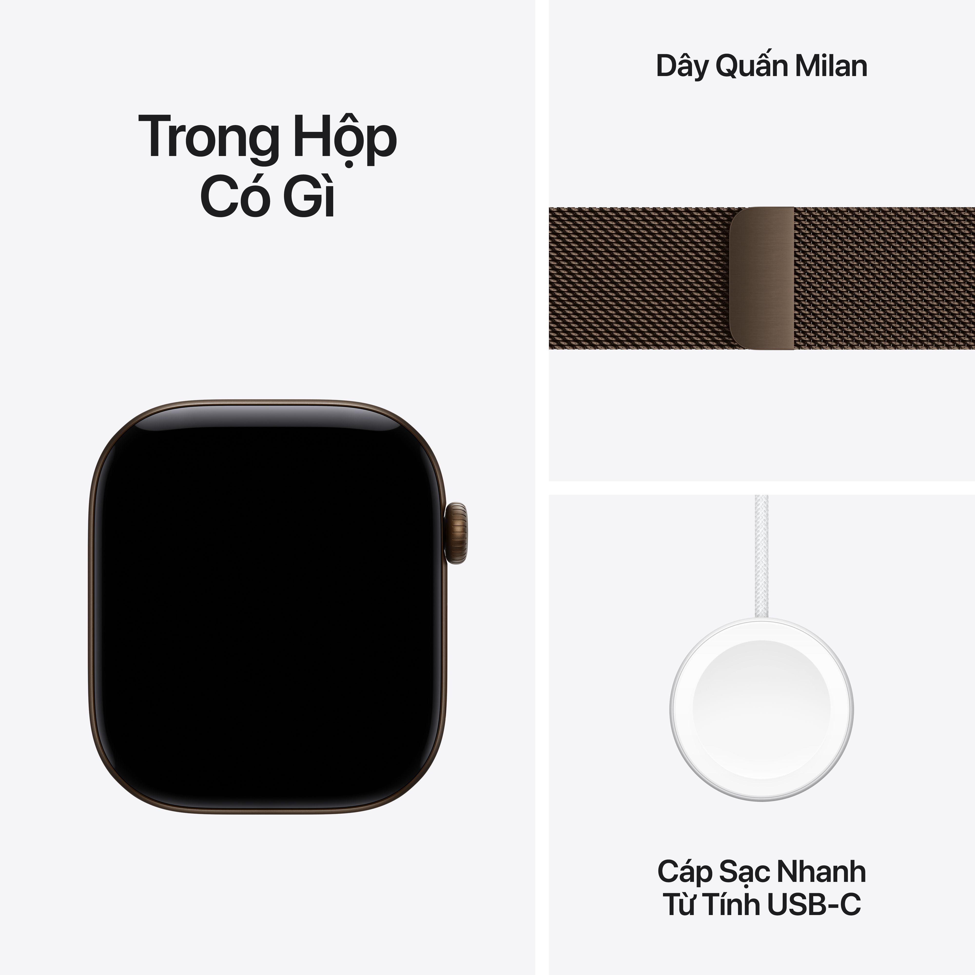 Apple Watch Series 12 46mm (GPS) Viền Nhôm Dây Thép Size M/L Viền vàng đồng dây đồng MKD84SA/A