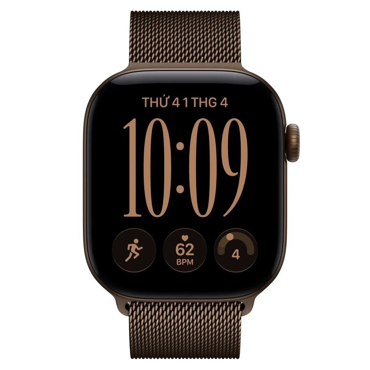 Apple Watch Series 12 46mm (GPS) Viền Nhôm Dây Thép Size M/L Viền vàng đồng dây đồng MKD84SA/A