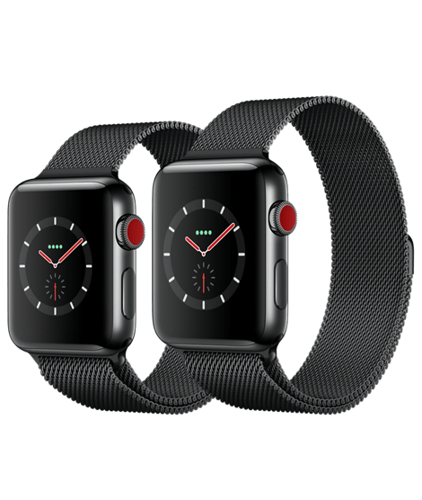 Apple Watch Series 3 42mm Space Black Stainless Steel Case with Space Black Milanese Loop (GPS + Cellular) MR1L2