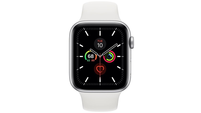 Apple Watch 5 44mm (GPS) Viền Nhôm Bạc - Dây cao su Trắng Chính hãng (MWVD2VN/A)