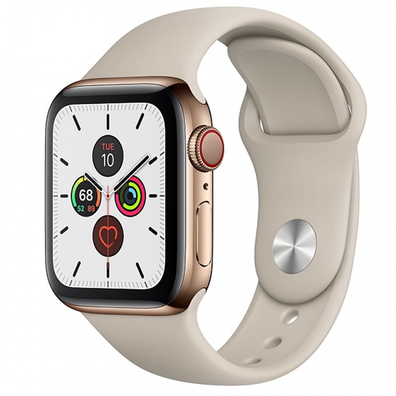 Apple Watch 5 40mm (4G) Viền Thép Vàng - Dây cao su Vàng (MWX62VN/A) - BH theo Serial 