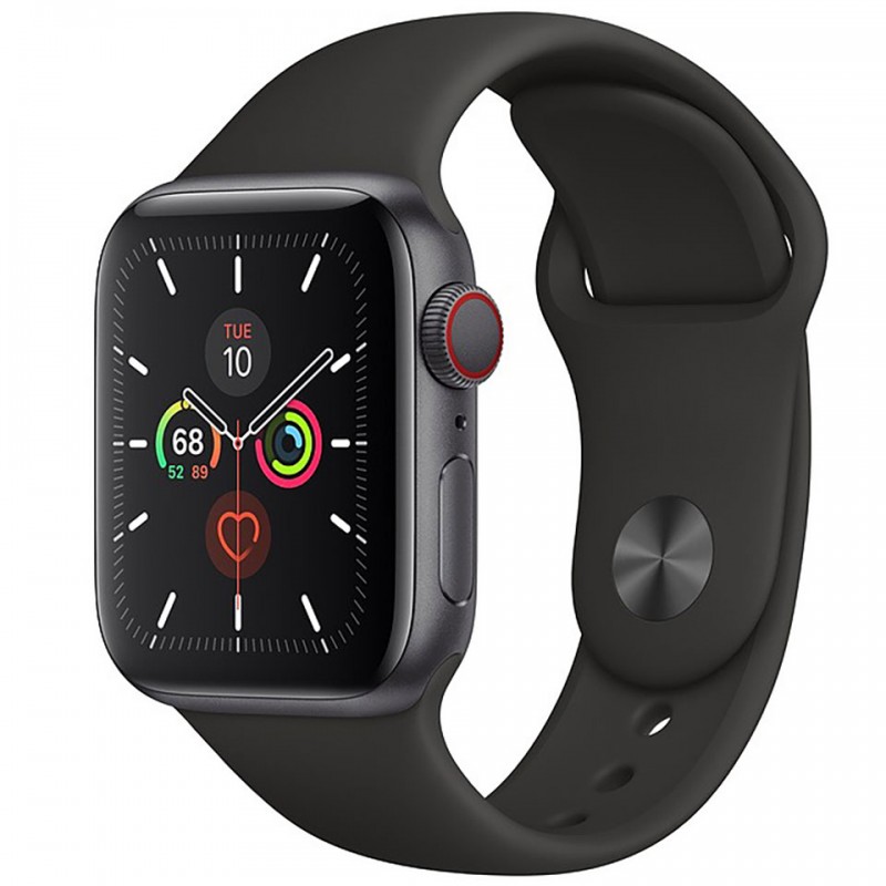 Apple Watch 5 40mm (4G) Viền Nhôm Xám - Dây cao su Đen Chính hãng (MWX32VN/A)