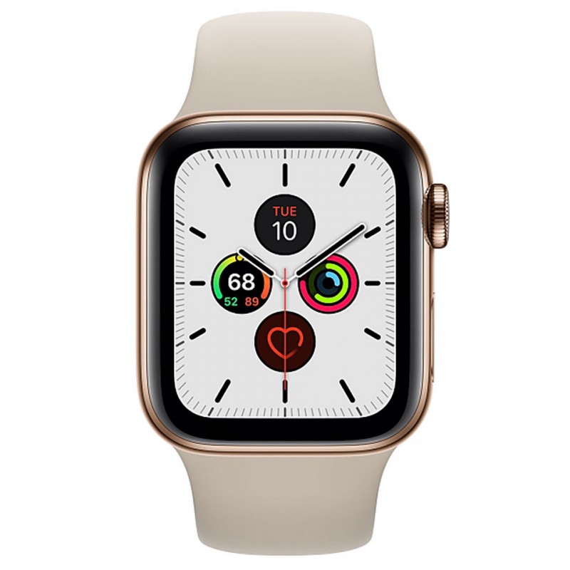 Apple Watch 5 44mm (4G) Viền Thép Vàng - Dây cao su màu ghi đá (MWWH2VN/A) - BH theo Serial 