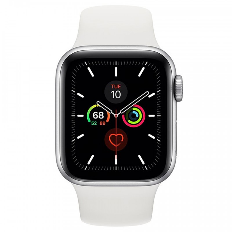 Apple Watch 5 44mm (4G) Viền Nhôm Bạc - Dây cao su Trắng Chính hãng (MWWC2VN/A)